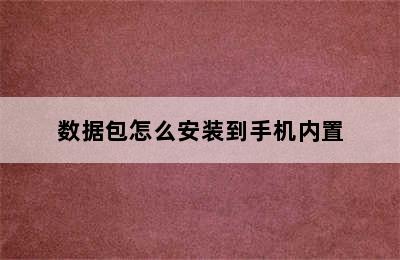 数据包怎么安装到手机内置