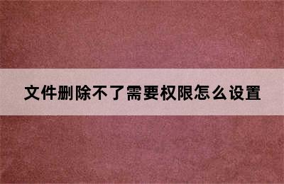 文件删除不了需要权限怎么设置