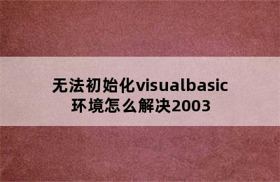 无法初始化visualbasic环境怎么解决2003