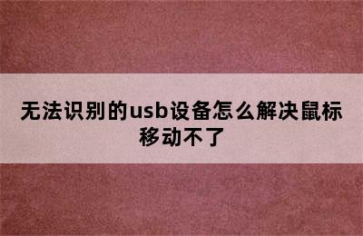 无法识别的usb设备怎么解决鼠标移动不了