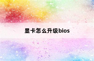 显卡怎么升级bios