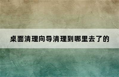 桌面清理向导清理到哪里去了的