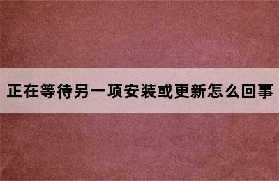 正在等待另一项安装或更新怎么回事