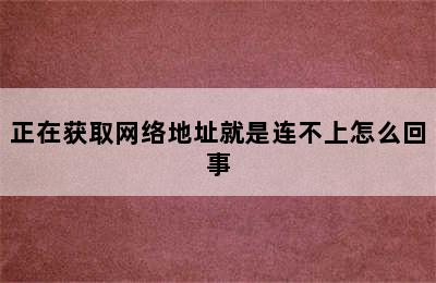 正在获取网络地址就是连不上怎么回事