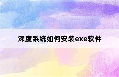 深度系统如何安装exe软件