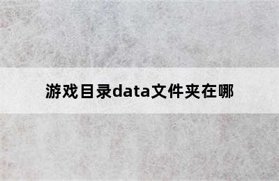 游戏目录data文件夹在哪