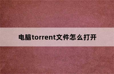 电脑torrent文件怎么打开