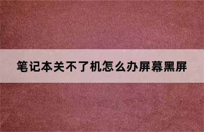 笔记本关不了机怎么办屏幕黑屏