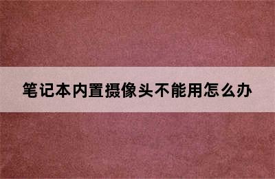 笔记本内置摄像头不能用怎么办