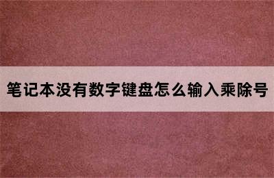 笔记本没有数字键盘怎么输入乘除号