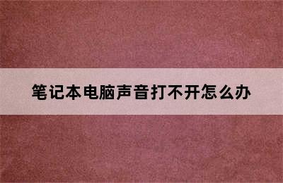 笔记本电脑声音打不开怎么办