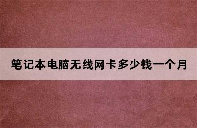 笔记本电脑无线网卡多少钱一个月