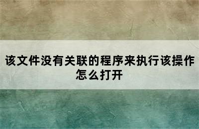 该文件没有关联的程序来执行该操作怎么打开