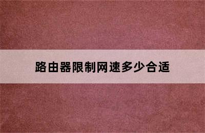 路由器限制网速多少合适