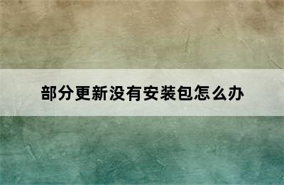 部分更新没有安装包怎么办