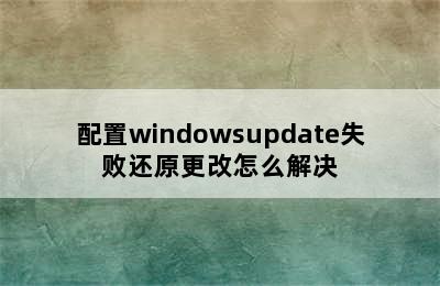 配置windowsupdate失败还原更改怎么解决