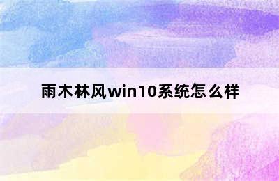 雨木林风win10系统怎么样